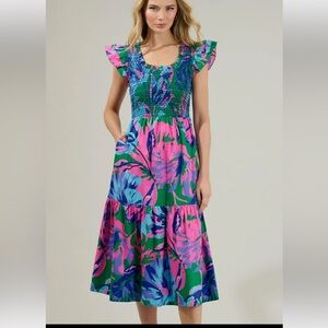 Raylee Floral Wendy Smocked Midi Dress